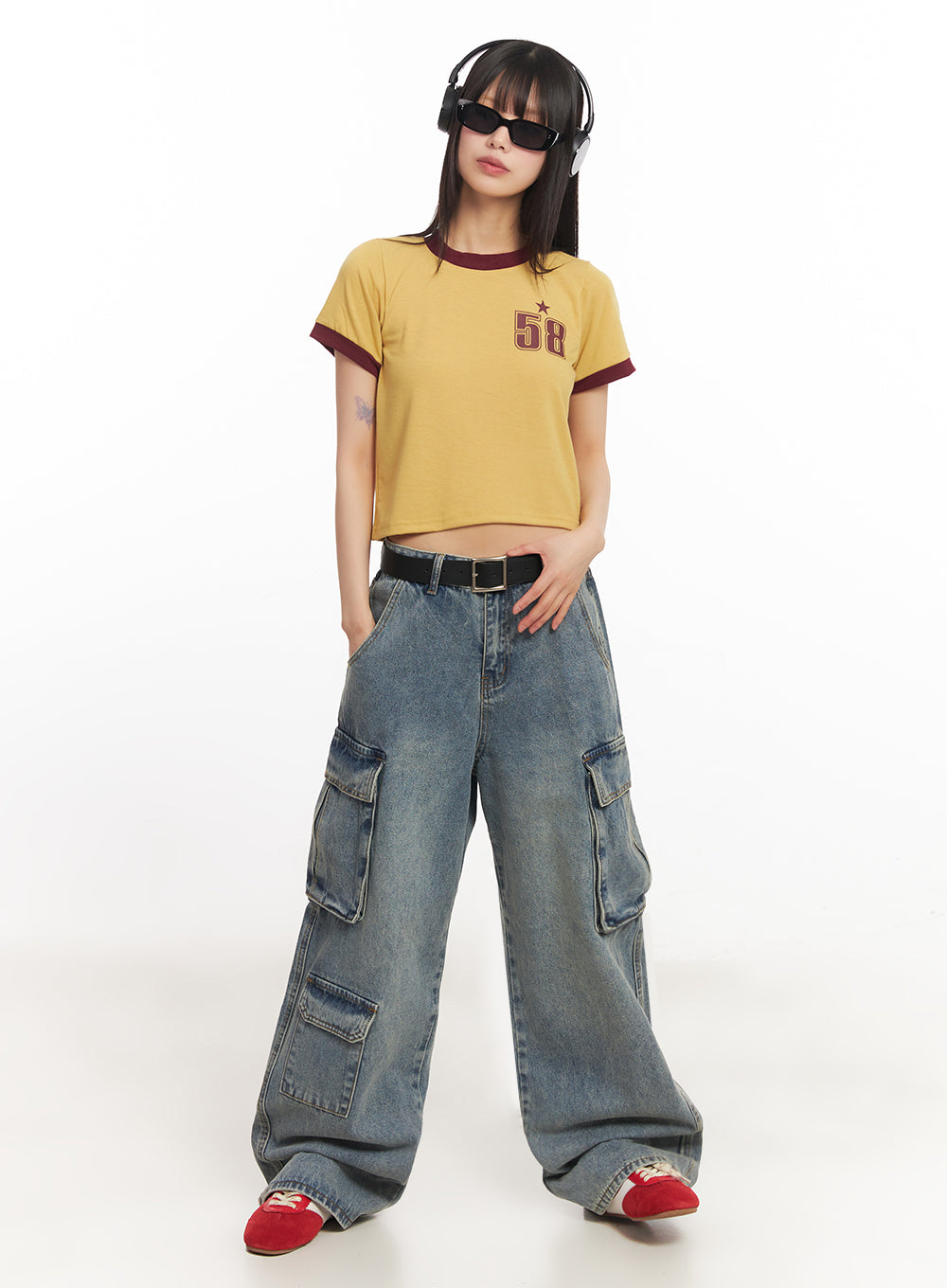 Star Number Graphic Crop Top IY502