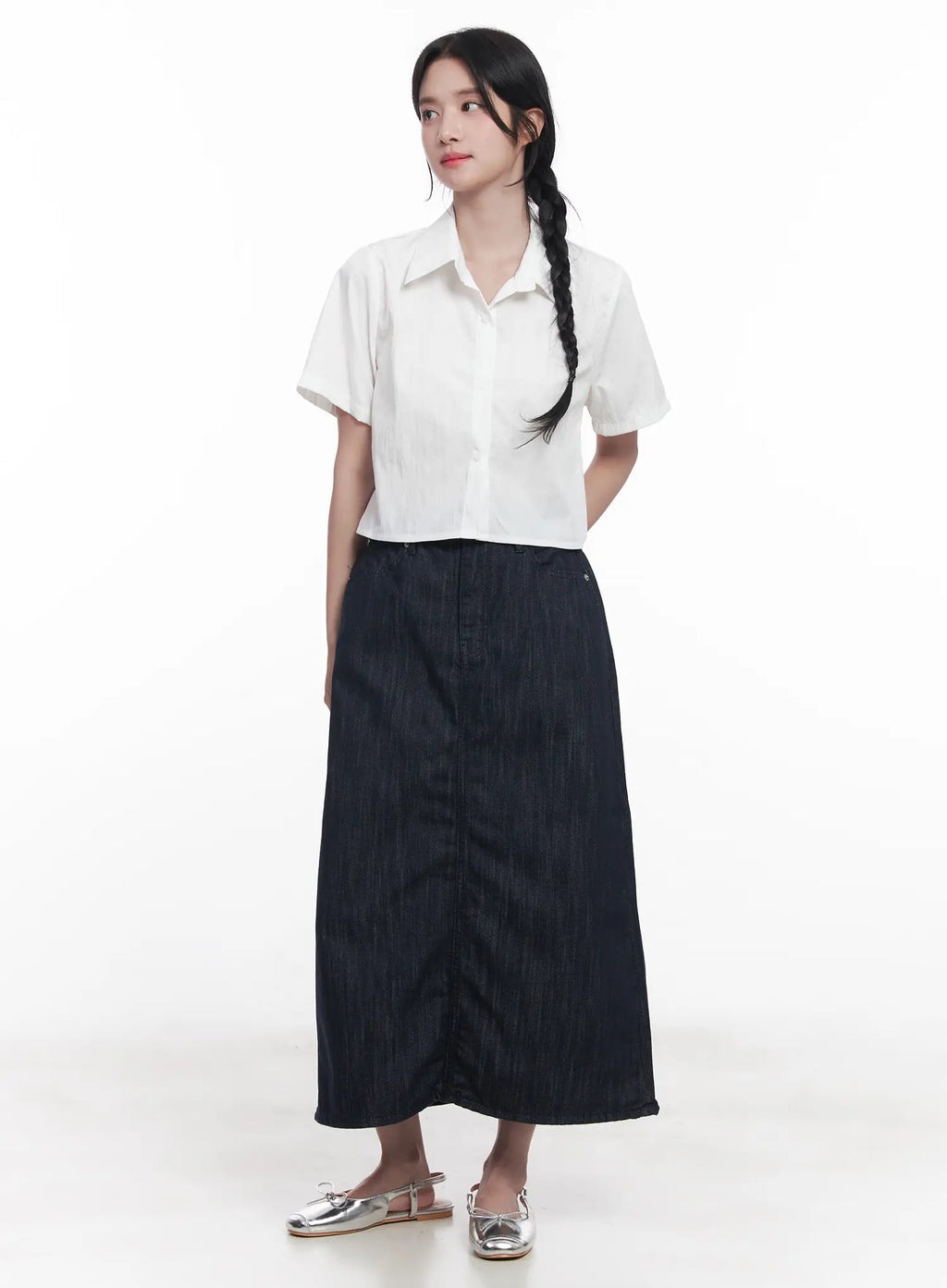 Short-Sleeve Cropped Collared Shirt CU525