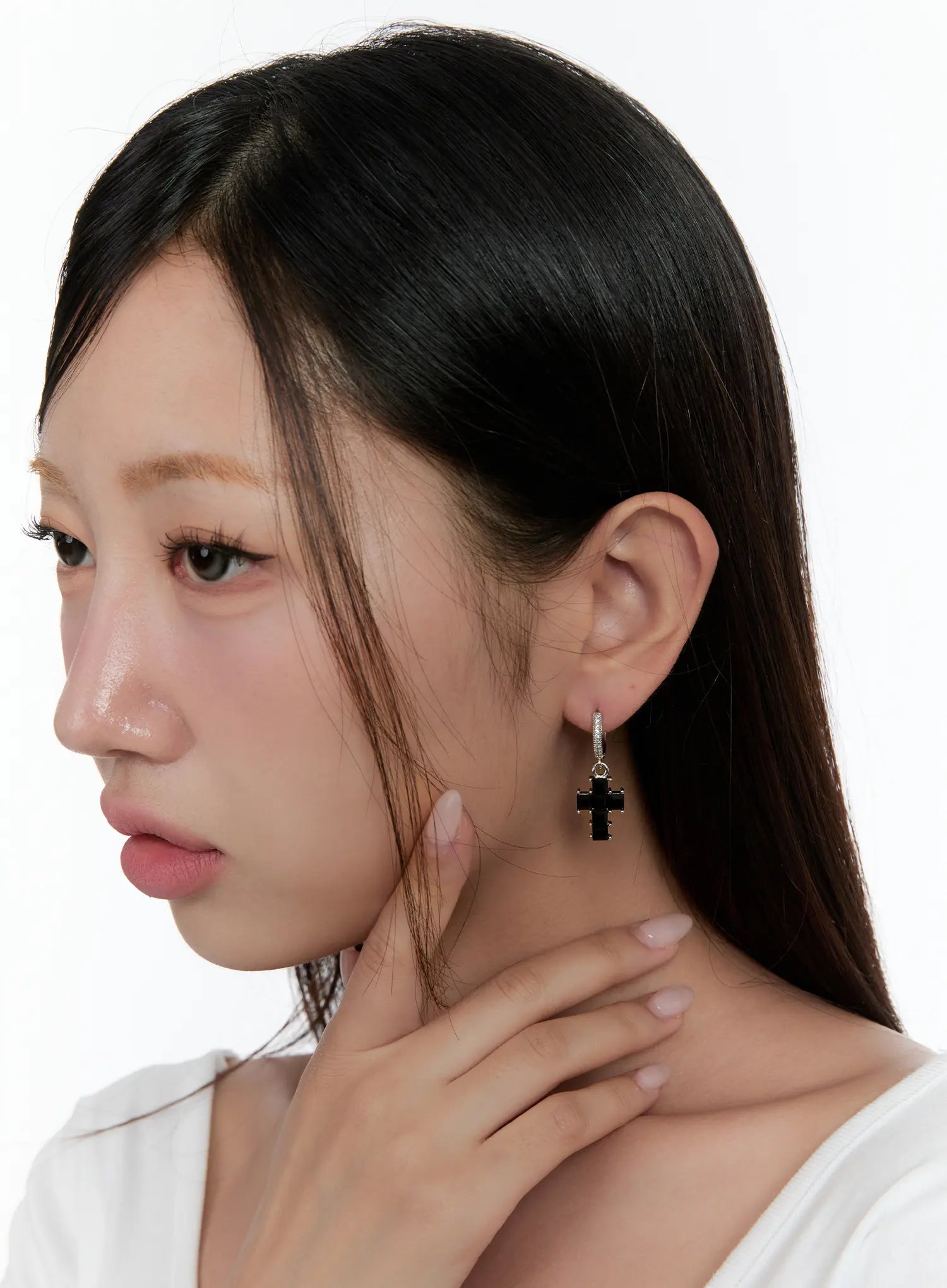 Black Cross Dangle Earrings CS518