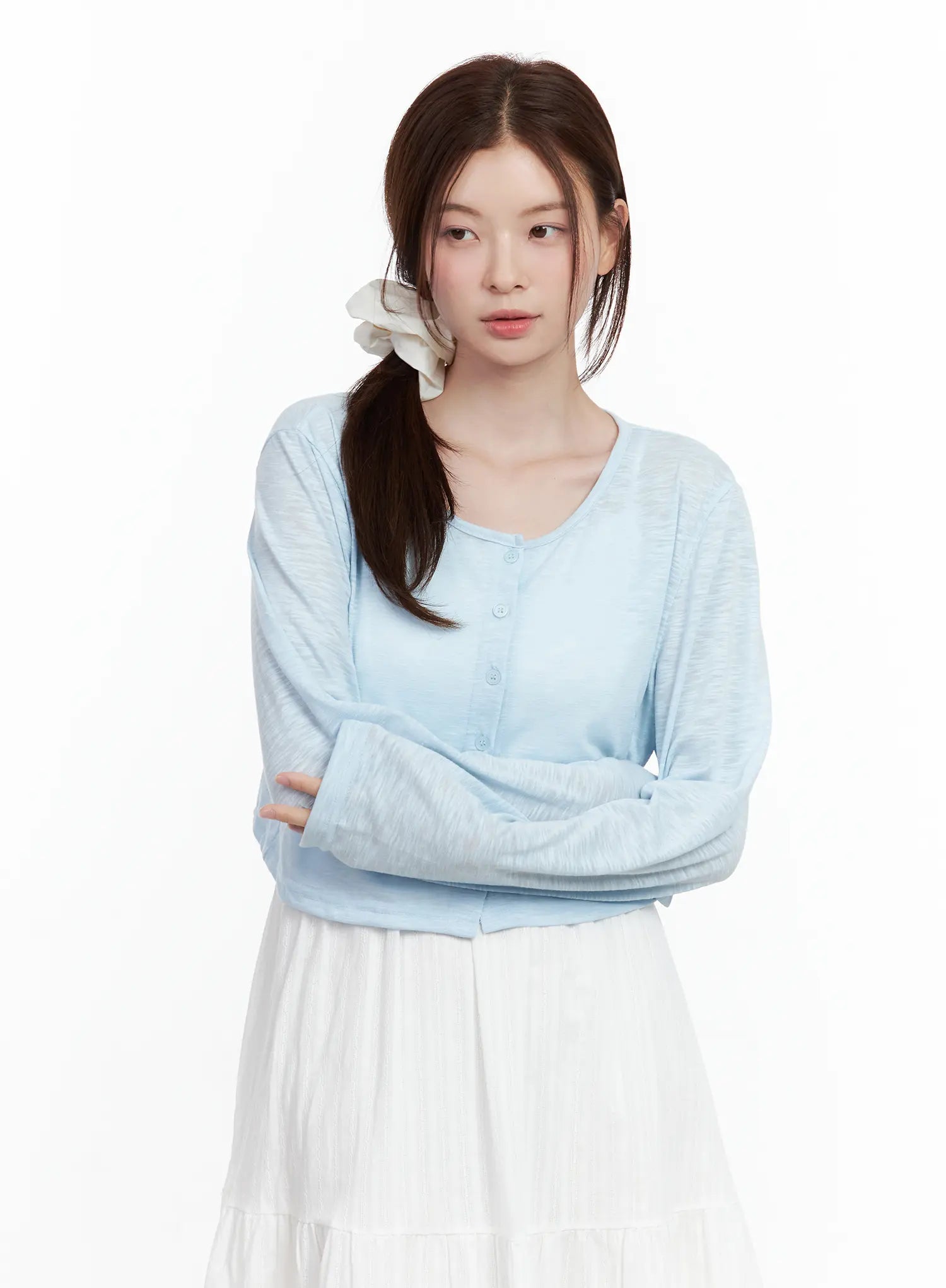 Everyday Buttoned Long-Sleeve Cardigan CL502