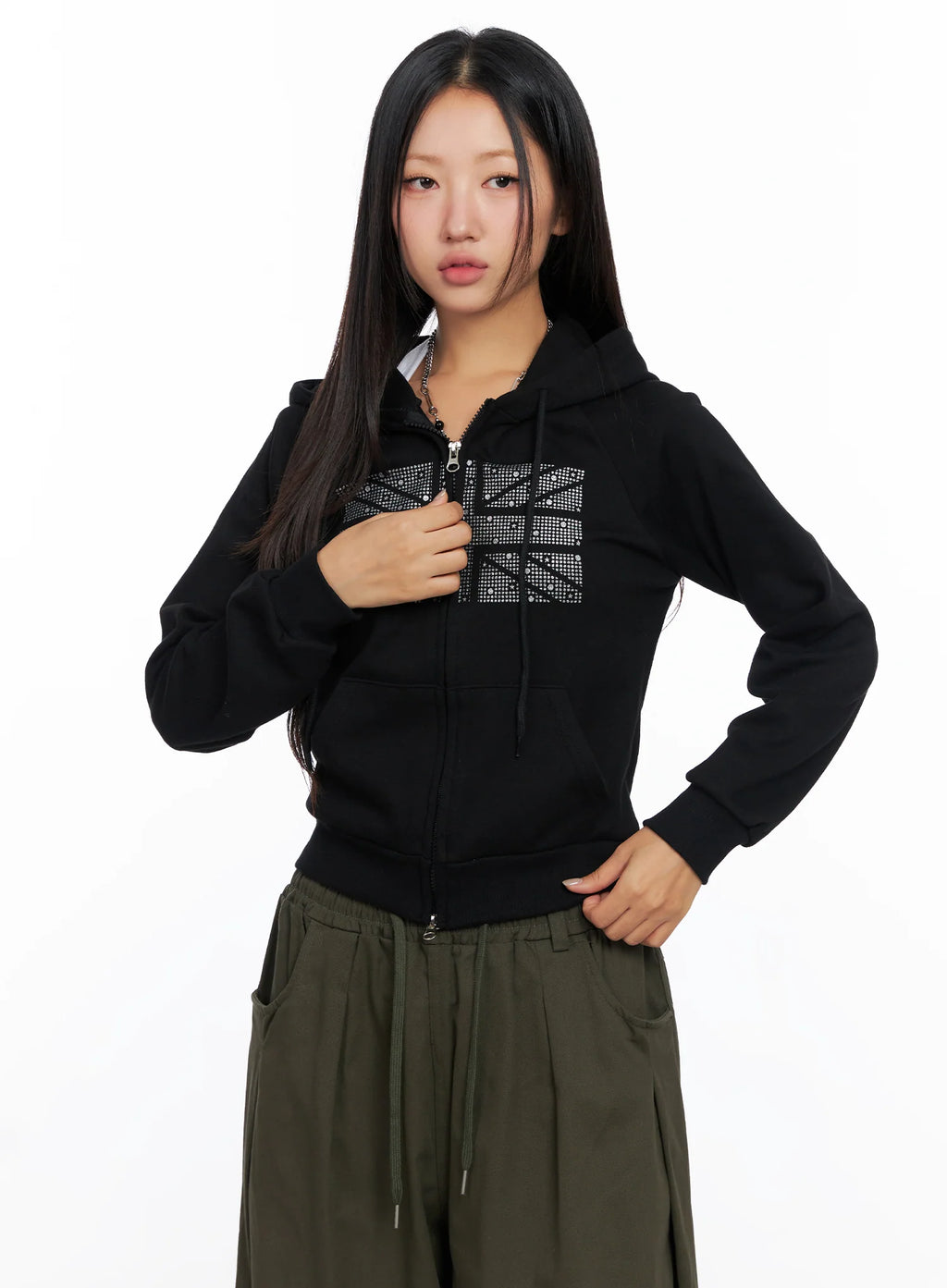 Graphic Cropped Hoodie CO515