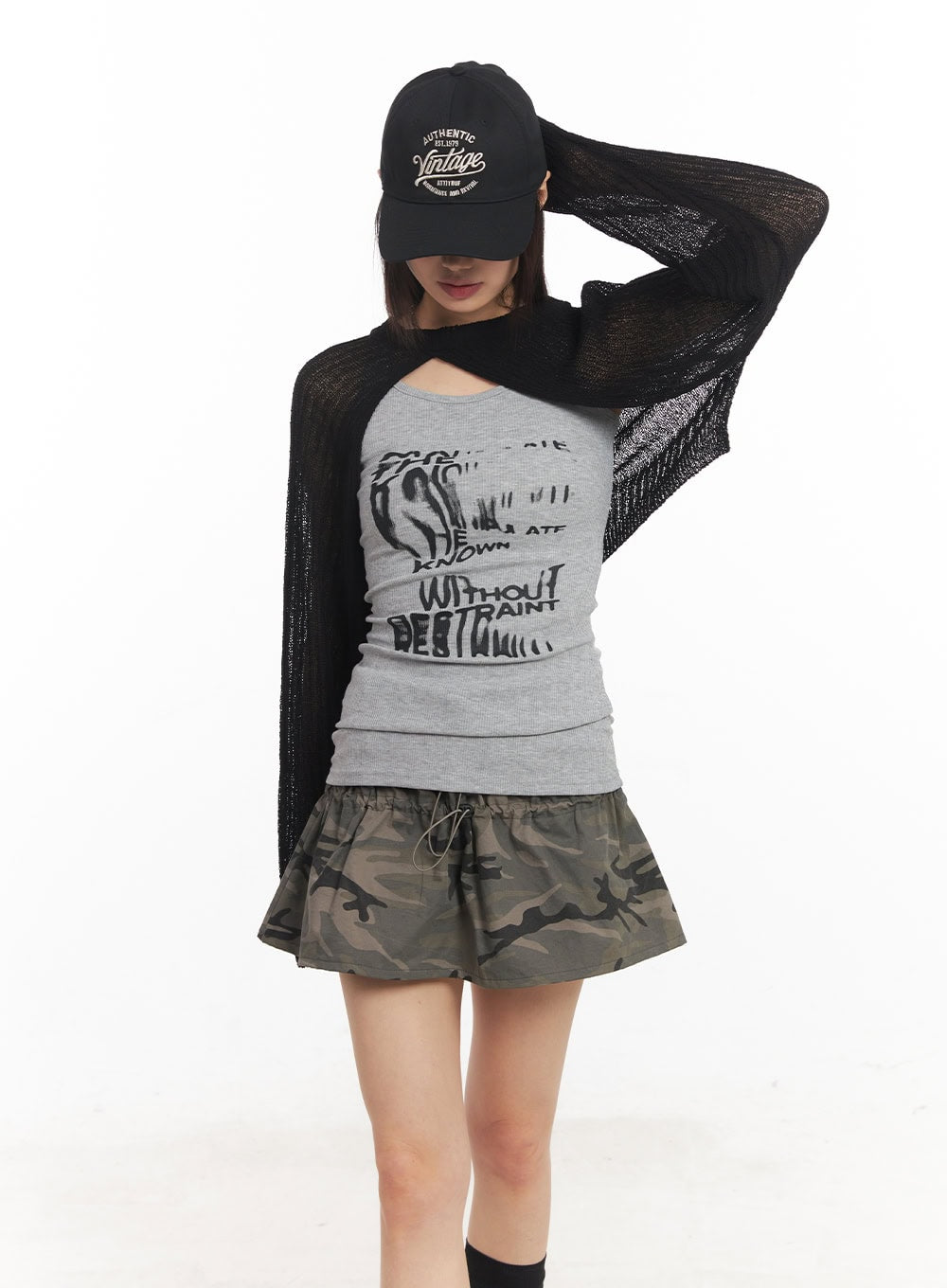 Knit Mesh Bolero Top CA522