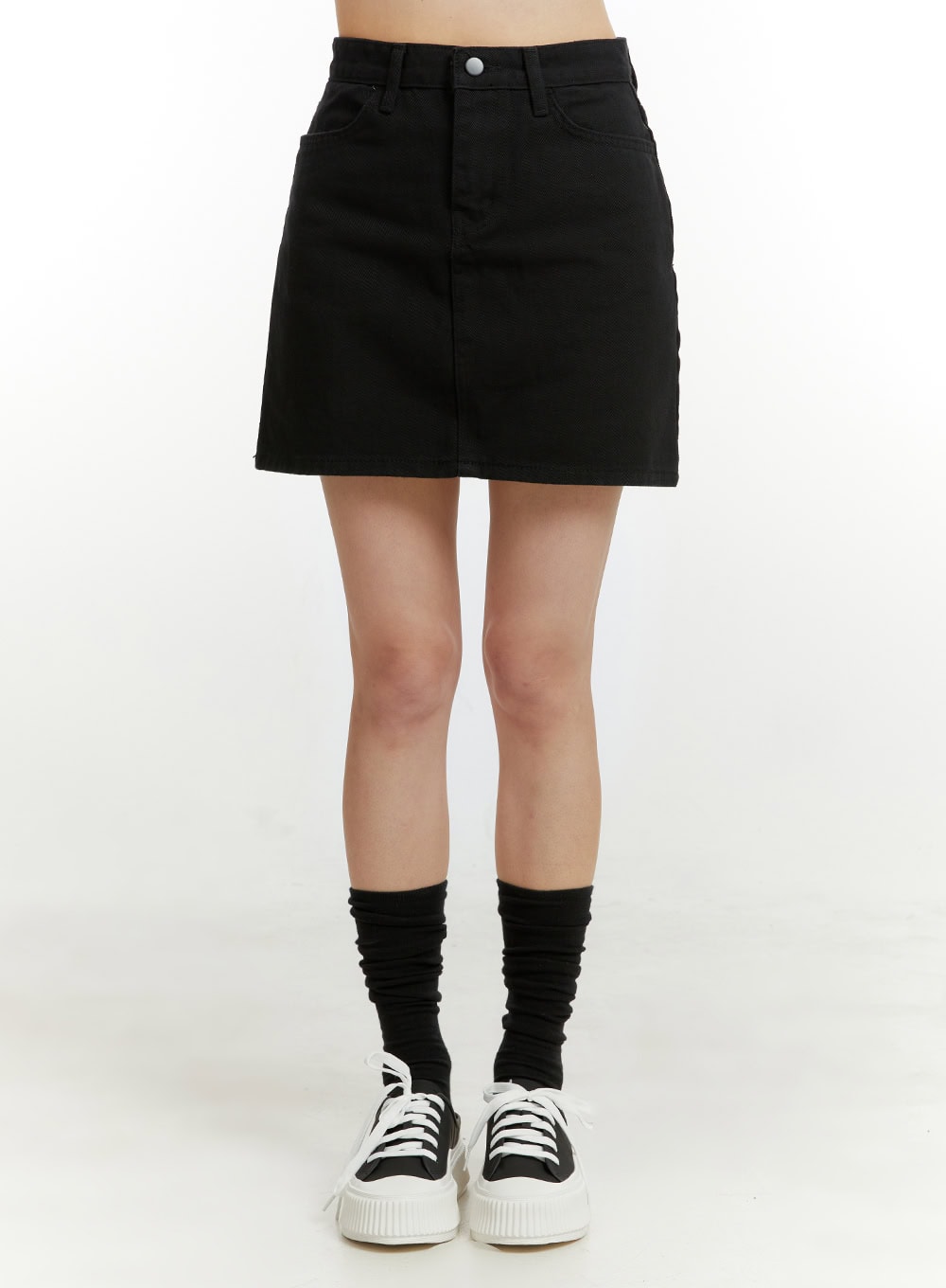 Cotton Solid Mini Skirt OU418