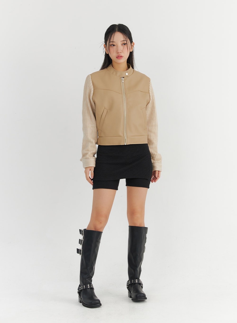 Two-Tone Faux Leather Jacket CO325