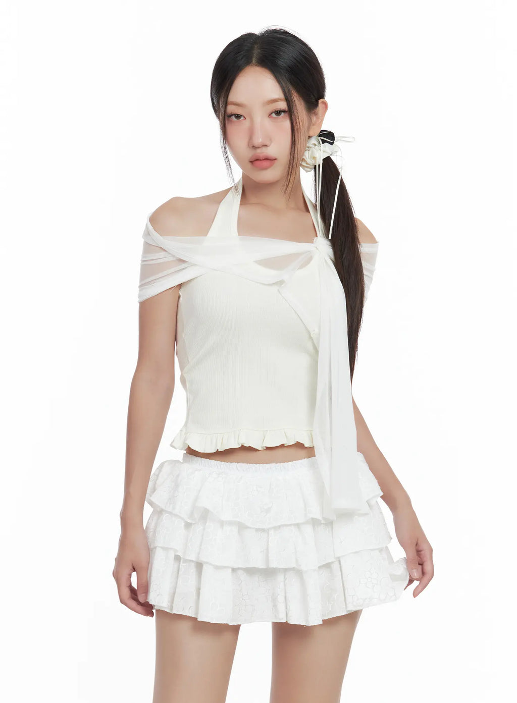 Sheer Layered Halter Tank CL509