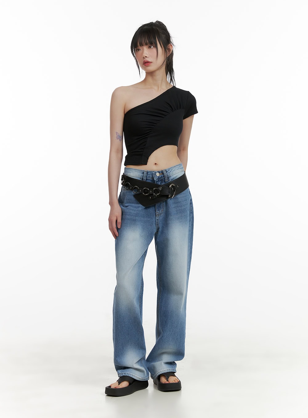 Solid Baggy Jeans CU410