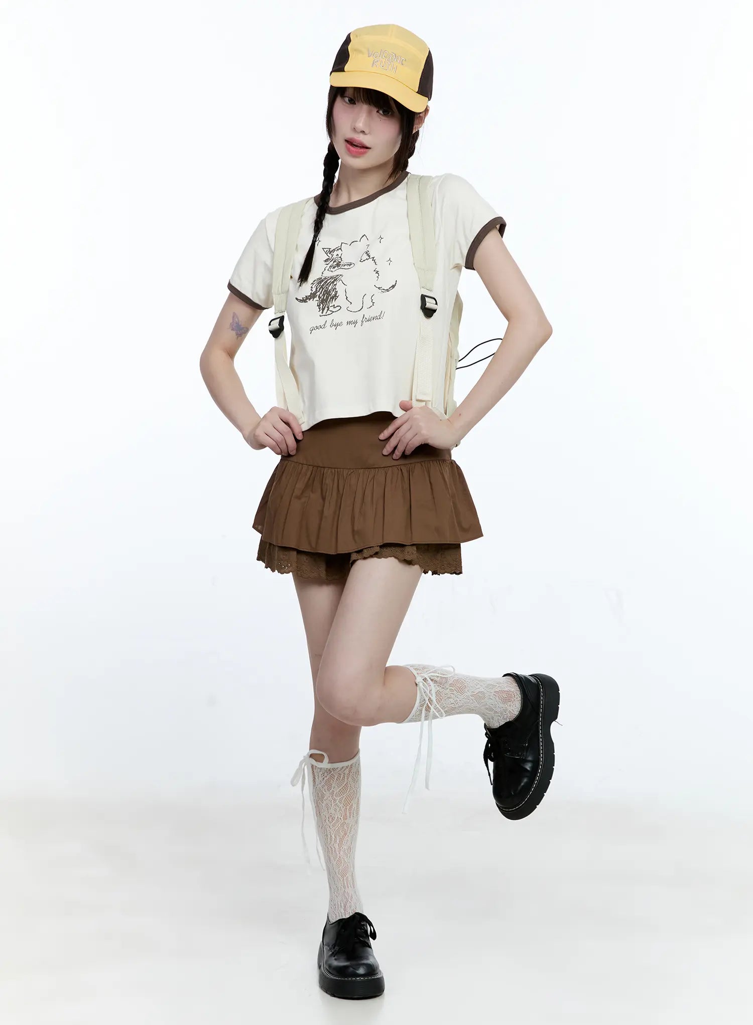 Tiered Lace-Hem Mini Skirt CG511