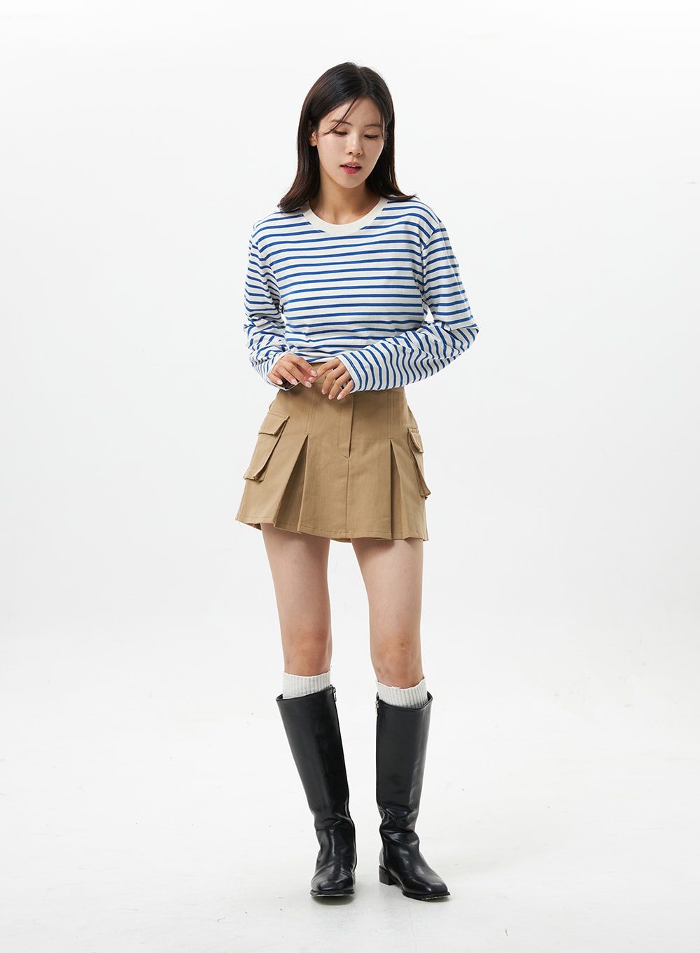 Stripe Cotton Long Sleeve Top OS321