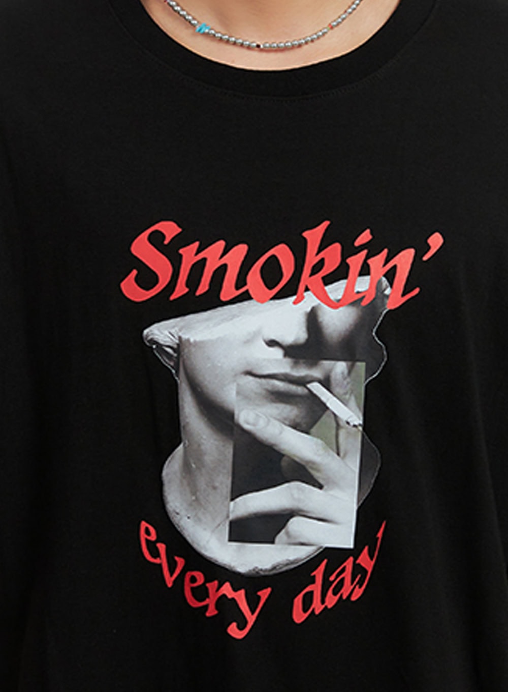 Men's Cotton Graphic Oversize T-Shirt (Black) IG402