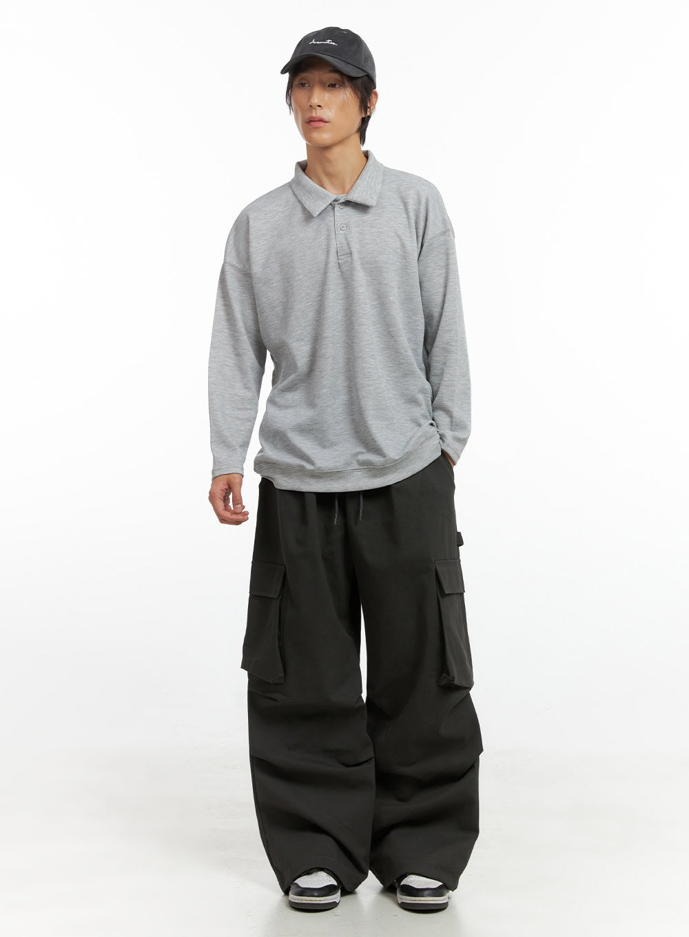 Men's Buttoned Collar Shirt (Gray) IO417