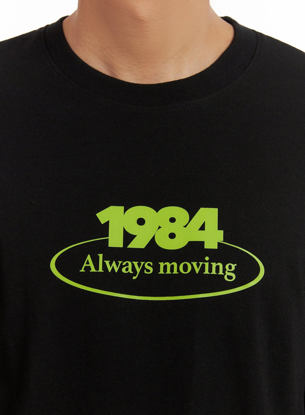 Men's Lettering Round Neck T-Shirt (Black) IU419