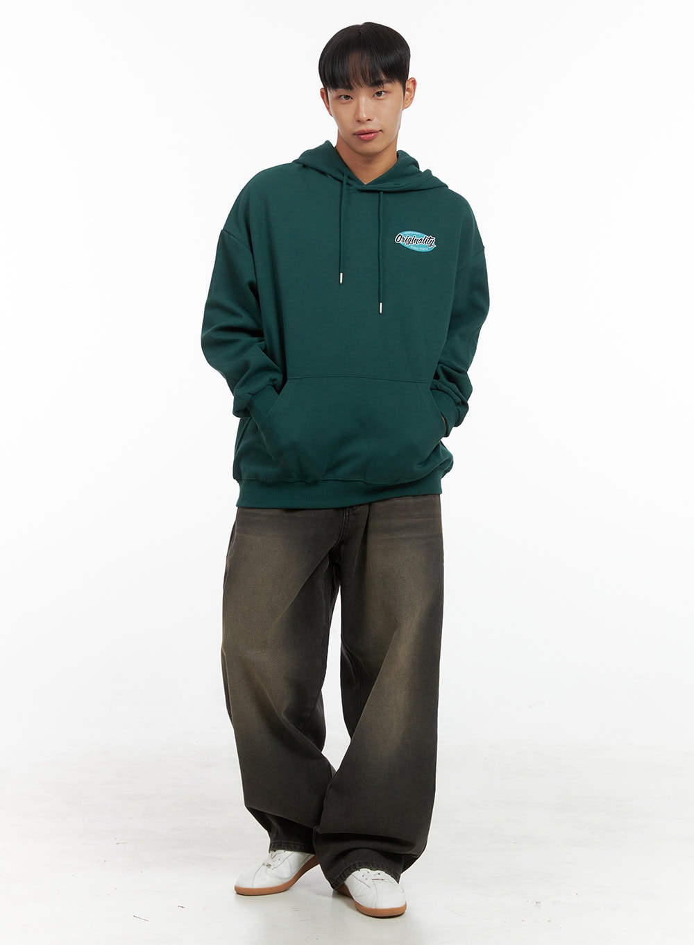 Men's Graphic Hooded Sweatshirt (Dark green) IS420