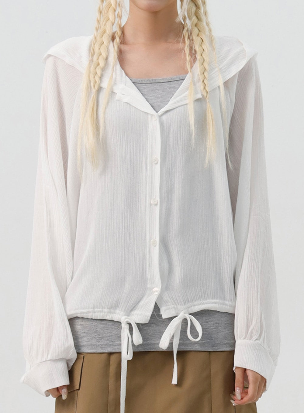 Buttoned Mesh Hoodie IS312