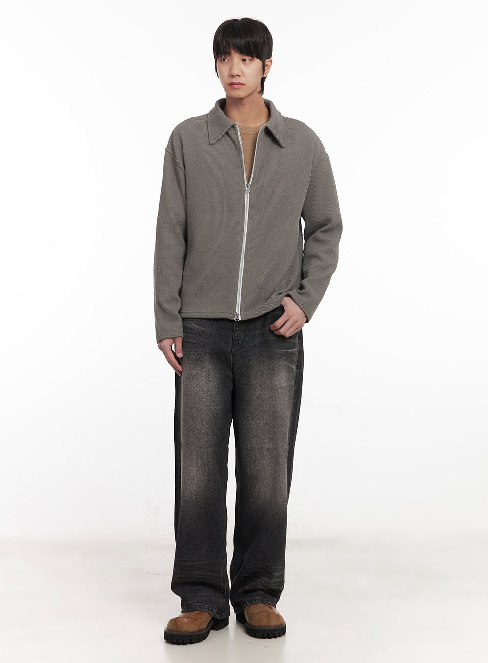 Men's Zip-Up Collared Cardigan Jacket IM518