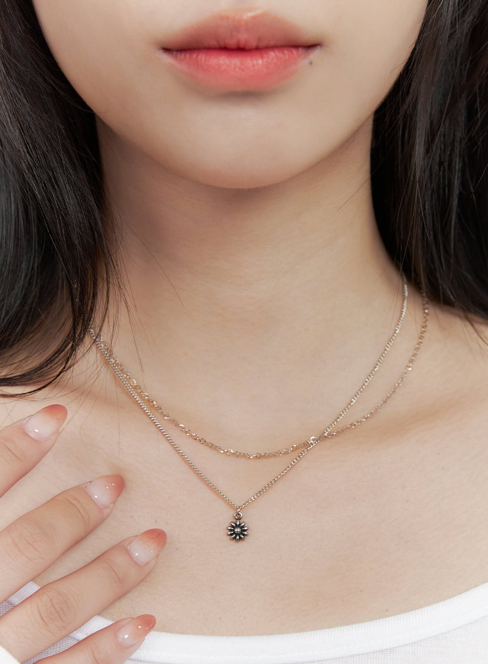 Black Flower Necklace IS413