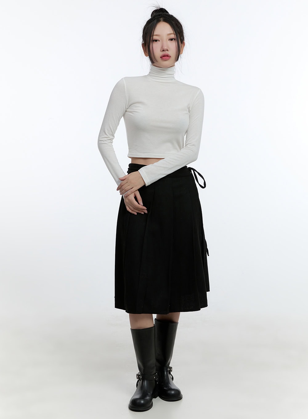 Turtle Neck Slim-Fit Crop Top CD424