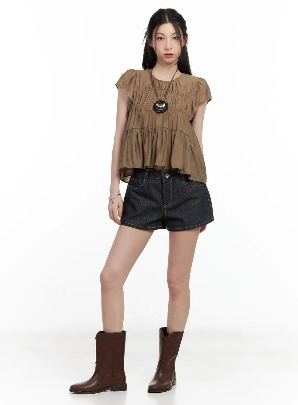 Tiered Puff-Sleeve Blouse CL501