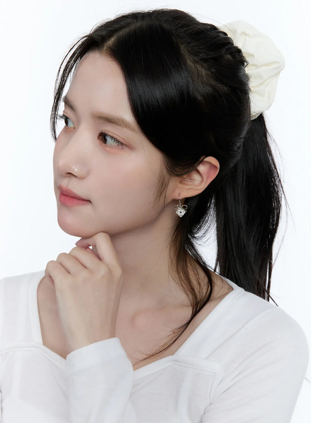 Dainty Ribbon Iridescent Bead Earrings CC0608