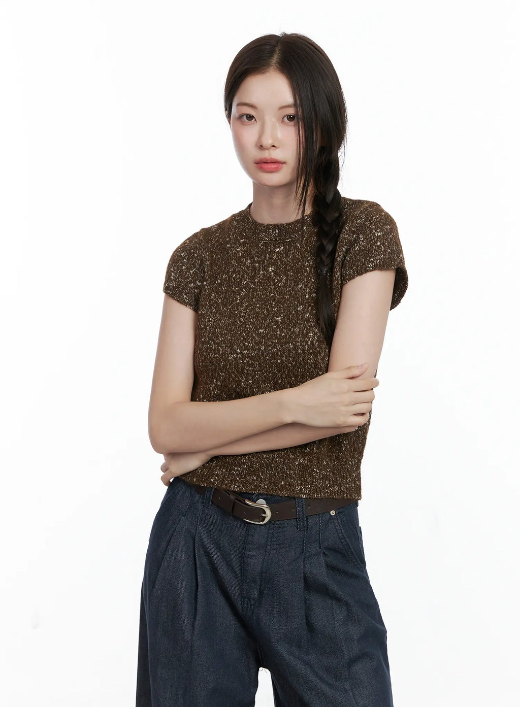 Textured Knit Short Sleeve Top CO503