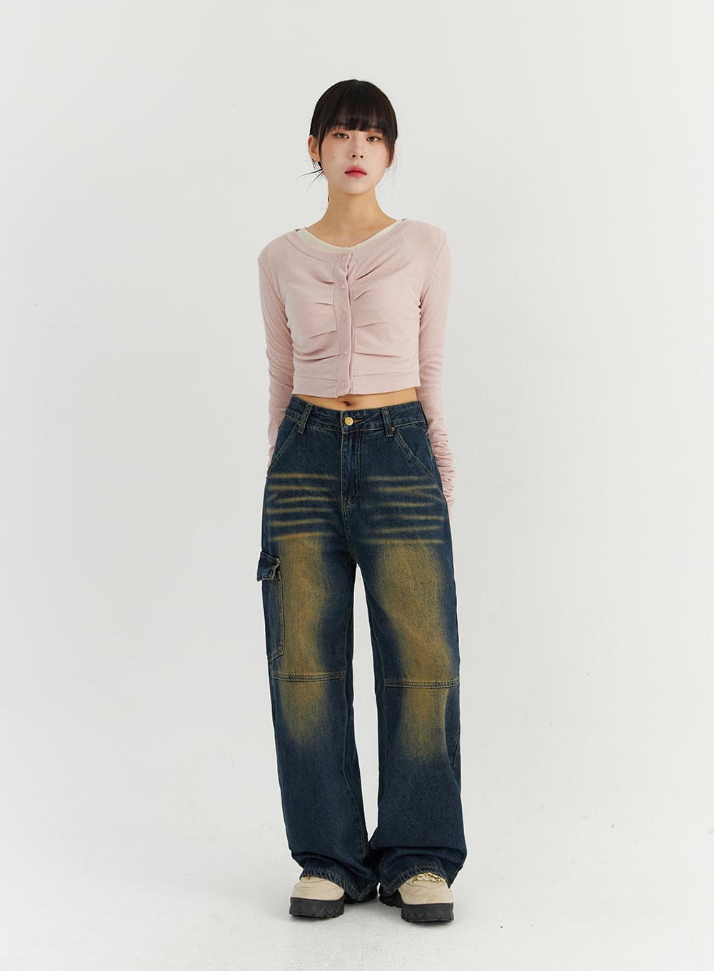 Ruched Button Down Cardigan CO319