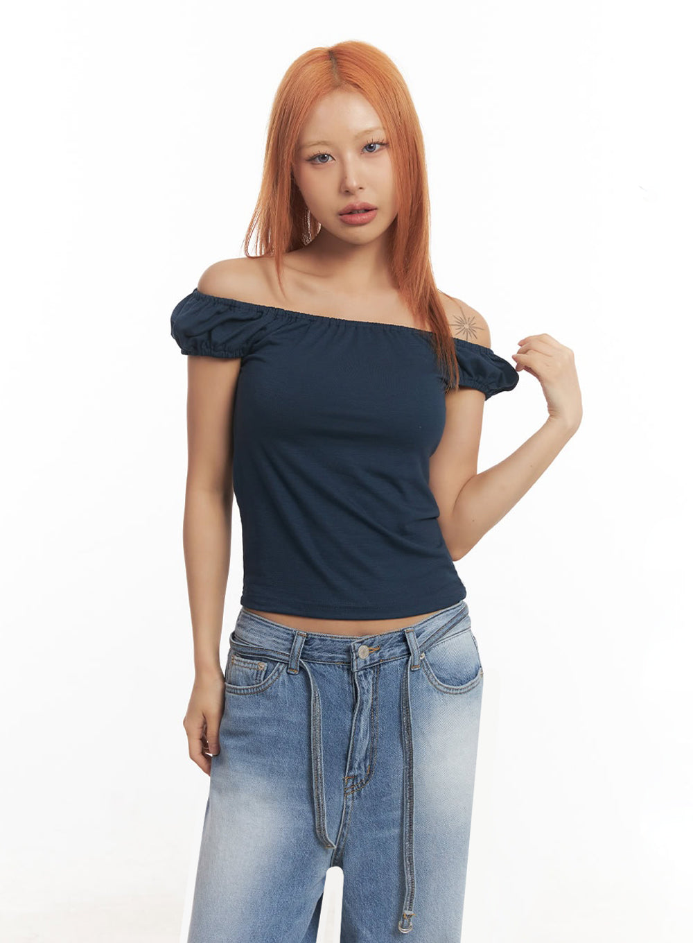 Puff Sleeve Off-Shoulder Top IA515