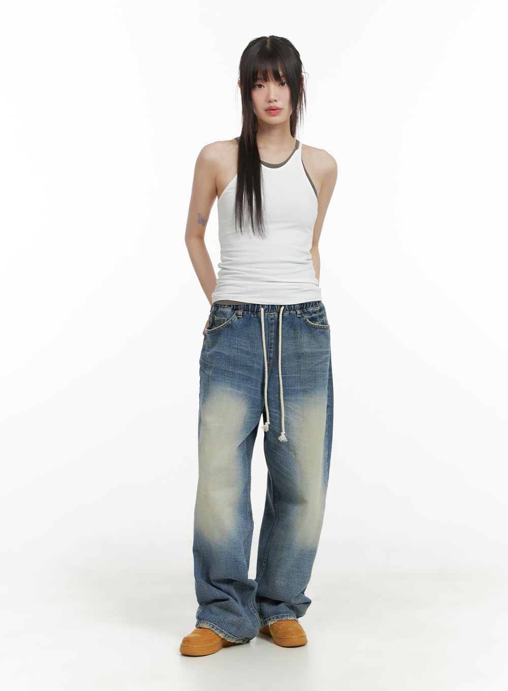 Vintage Drawstring Wide Fit Jeans CA418