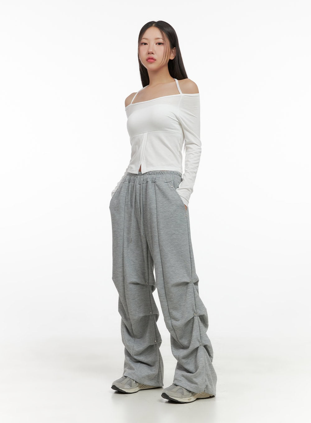 Cotton Pintuck Banded Sweatpants CS405