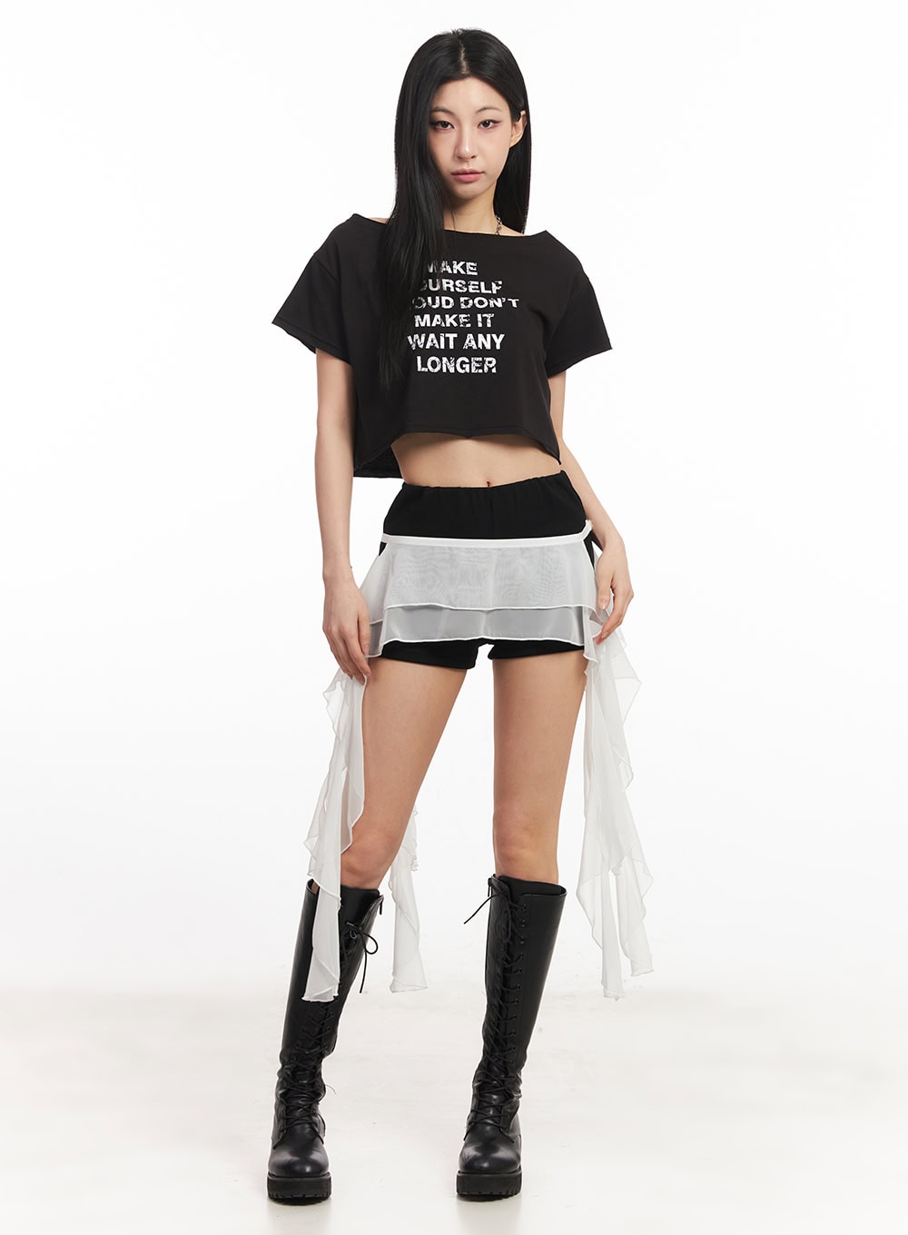 Sheer Tiered Ruffle Skirt CA514