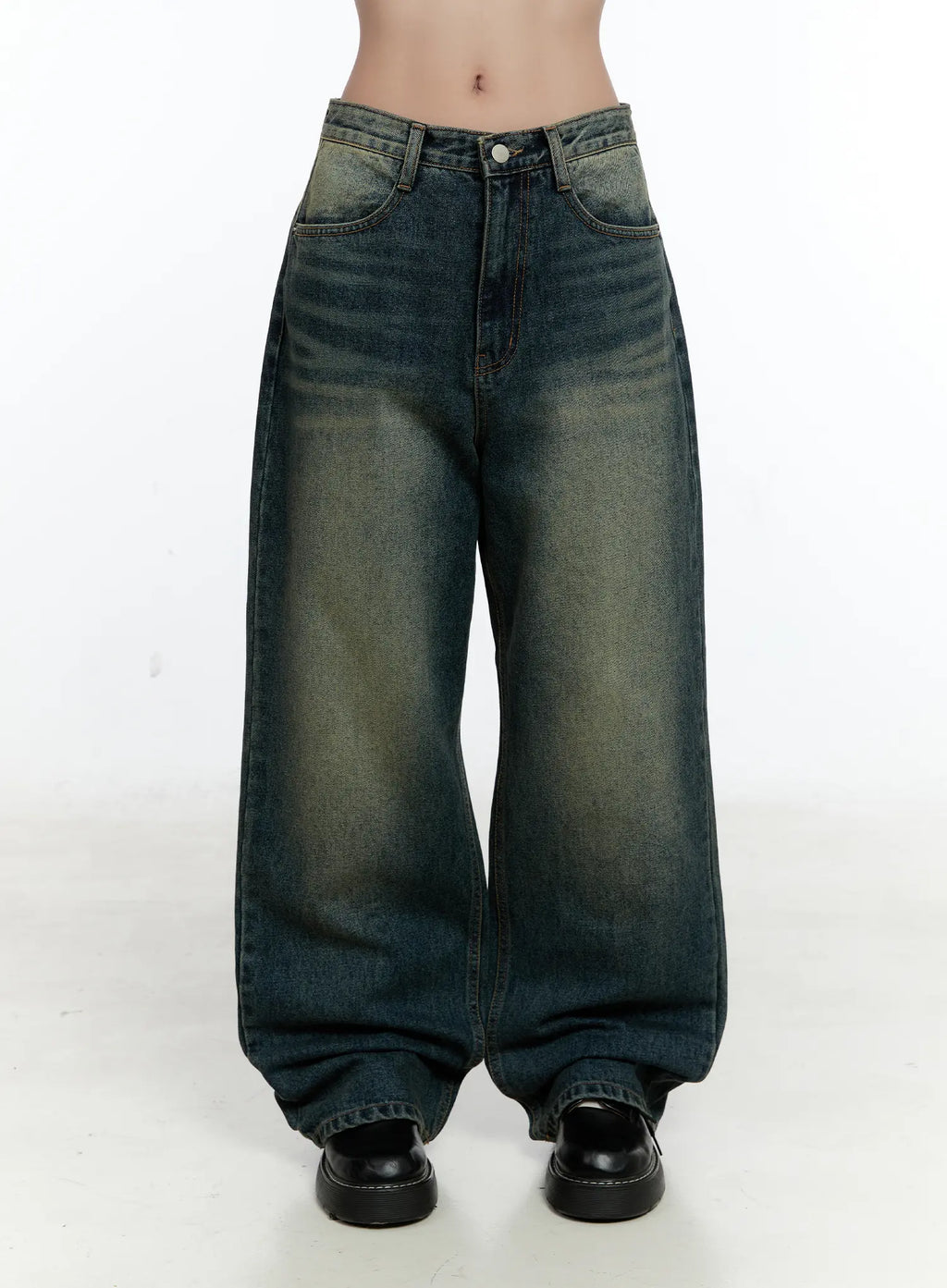 Lilian Vintage Wash Wide-Leg Jeans CS518