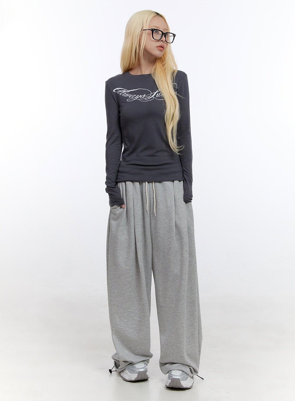 String Pintuck Wide Sweatpants CO419