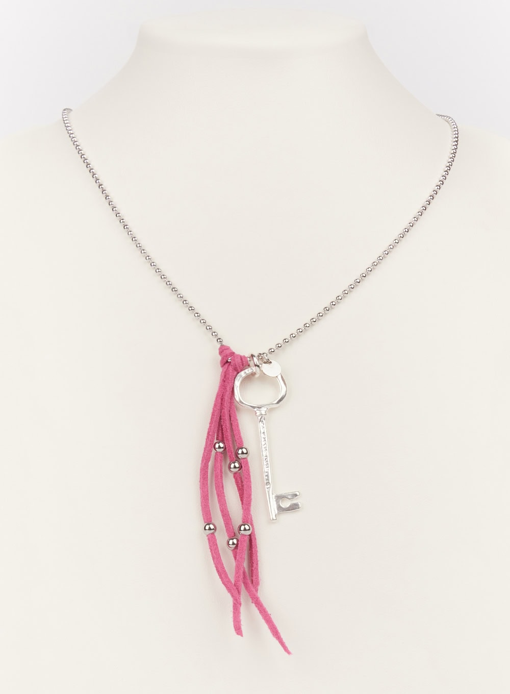 Key Fringe Long Necklace (Pink) IM531