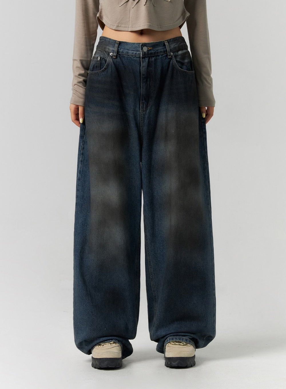 Tie-Dye Washed Wide Leg Jeans CS320