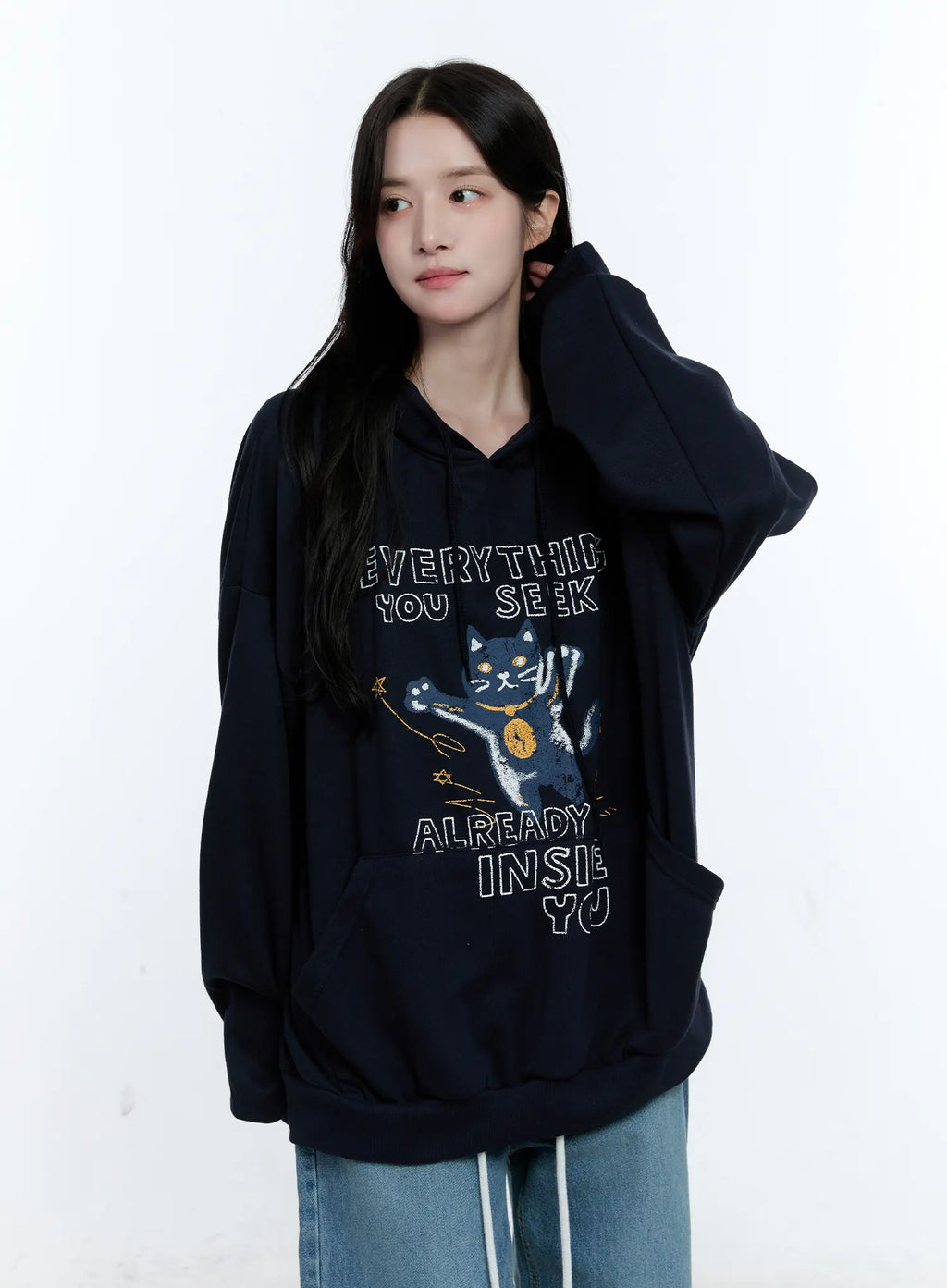 Oversized Kitty Graphic Hoodie CG513