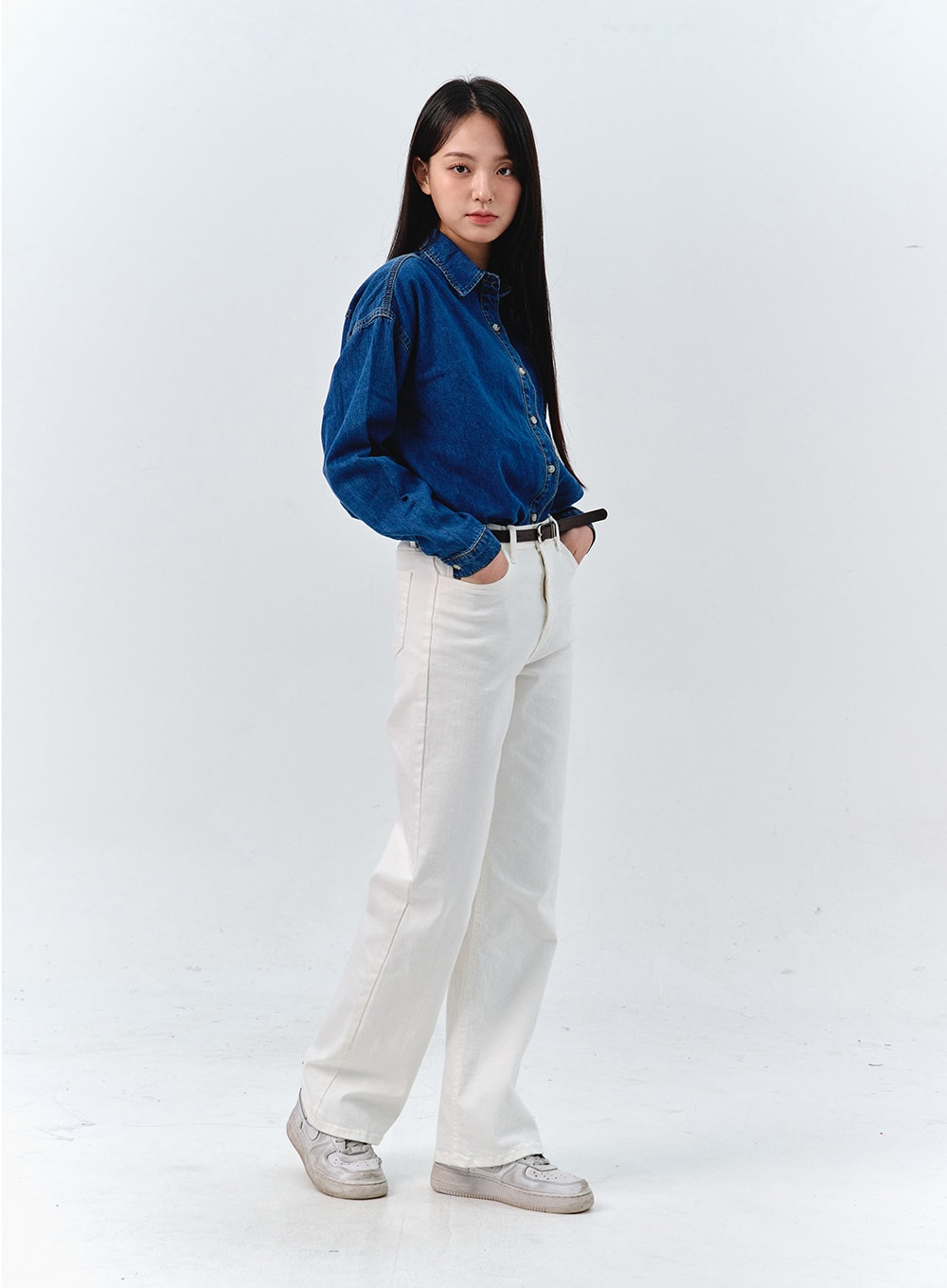 Washed Long Sleeve Denim Shirt OO316