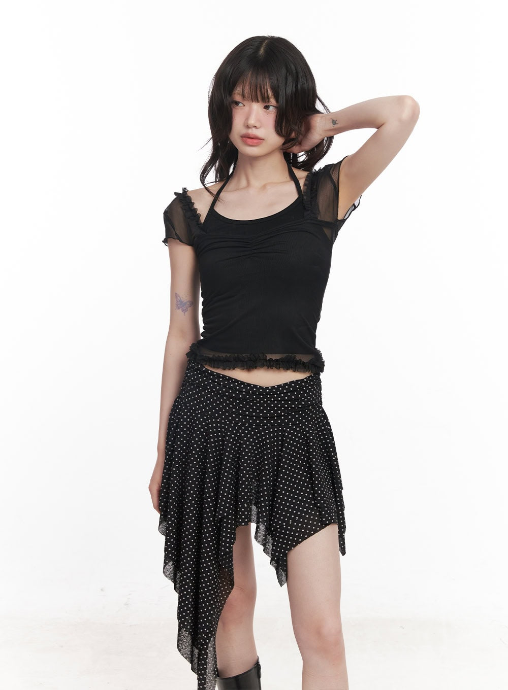 Puff Sleeve Sheer Top CY520