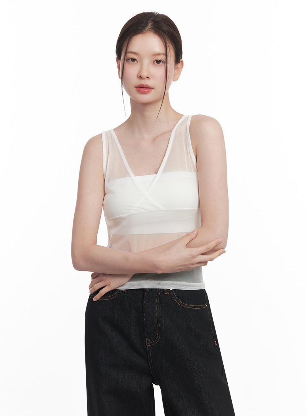 Sheer V-Neck Tank Top IY513