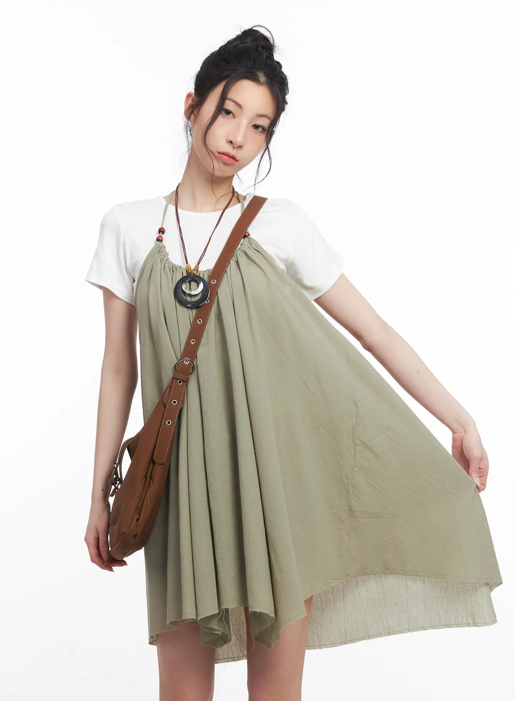 Flared Halter-Neck Mini Dress CU511