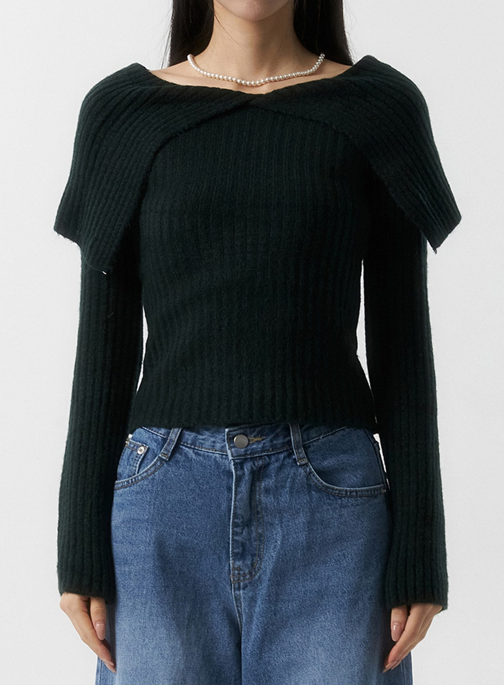 Wide Collar Off Shoulder Sweater IS315
