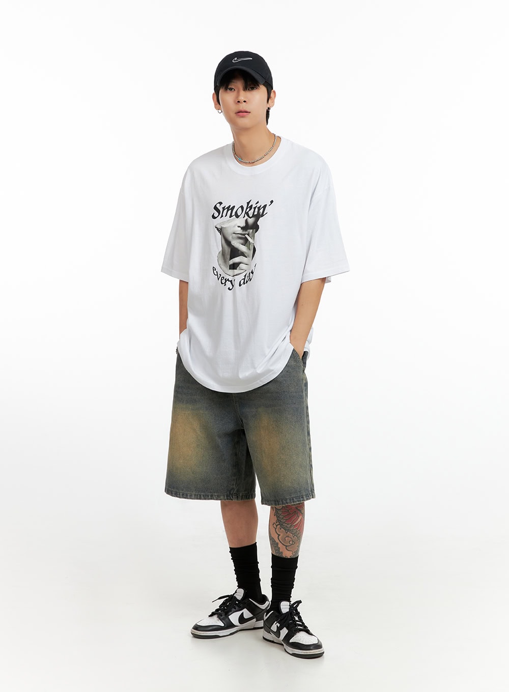 Men's Cotton Graphic Oversize T-Shirt (White) IG402