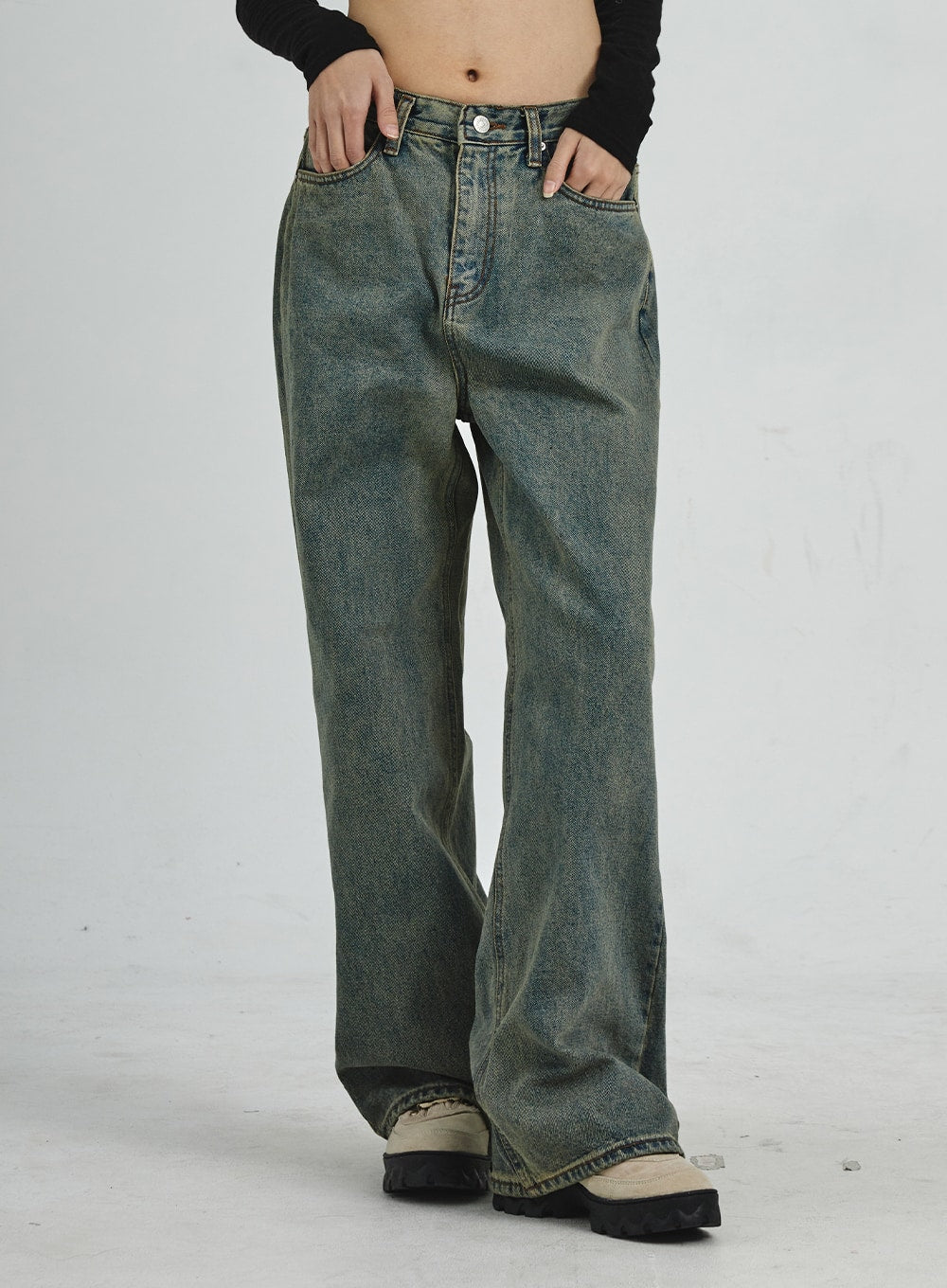 Vintage Washing Wide Leg Jeans CD06