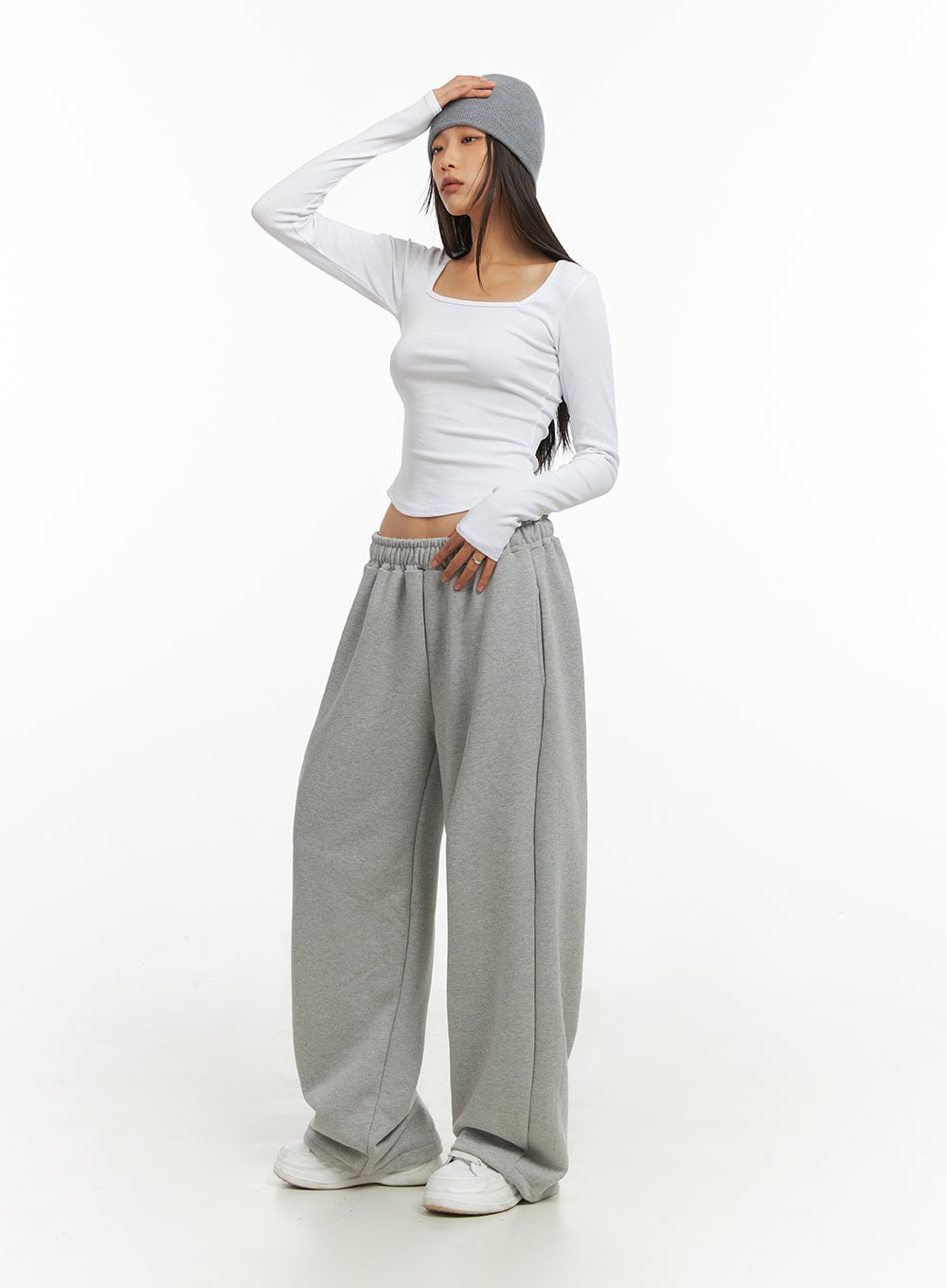 Square Neck SlimFit Long Sleeve Shirt IO409