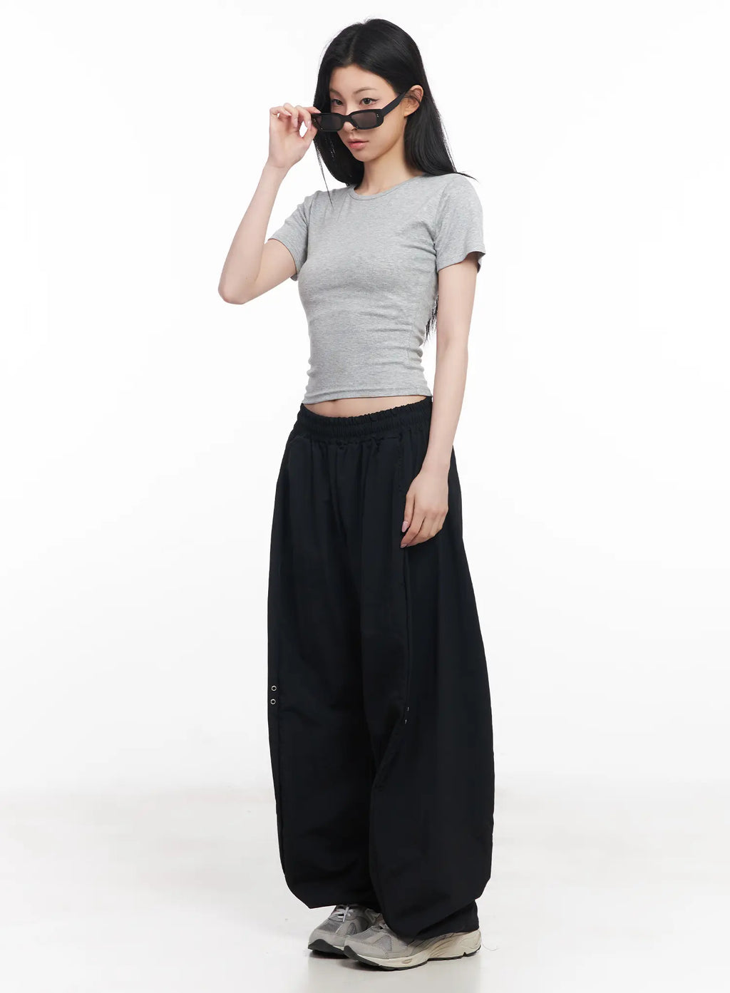 Wide-Leg Eyelet Nylon Pants CU511