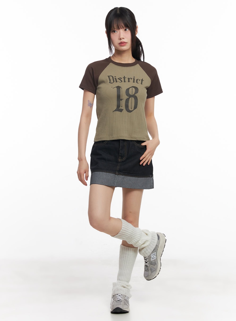 Denim Roll-Up Mini Skirt CY514