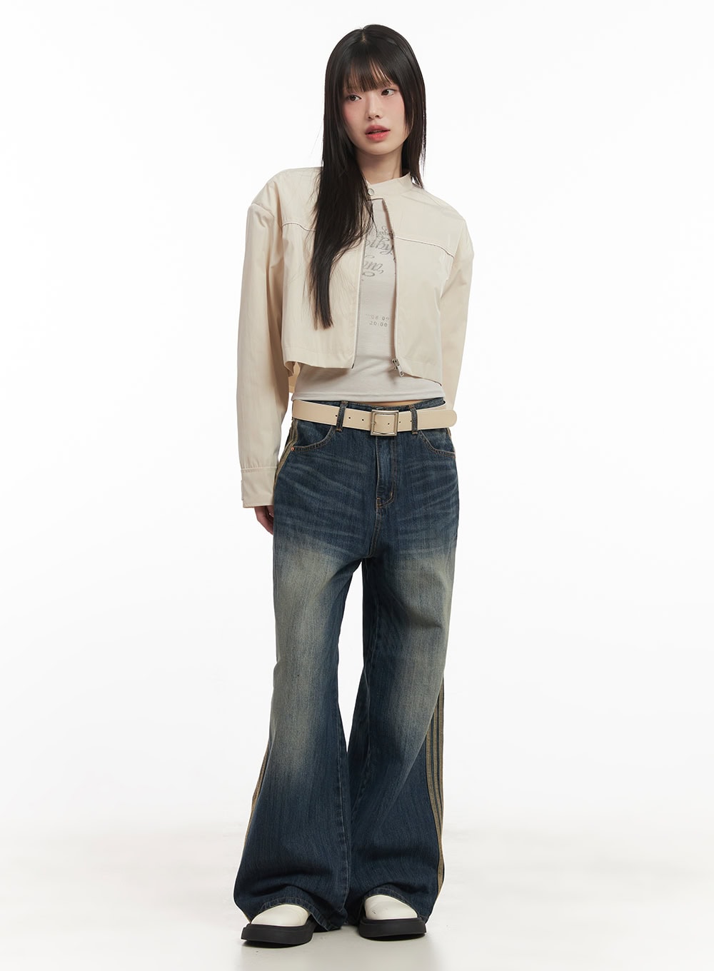 Nylon Zip-Up Cropped Jacket CF518