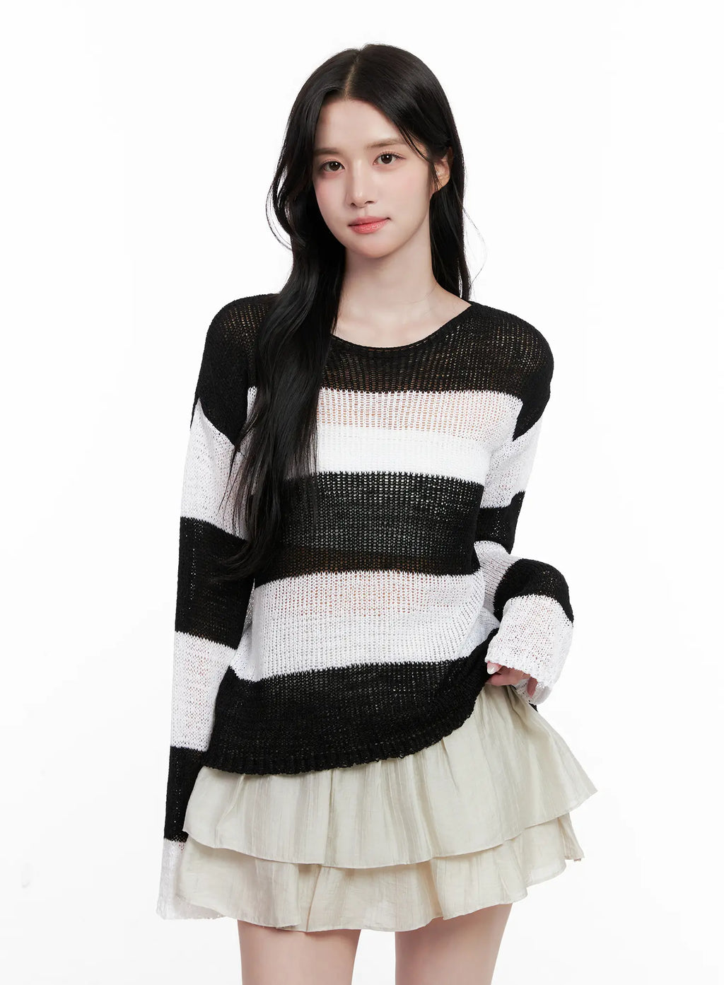 Relaxed-Fit Striped Knit Sweater CL515