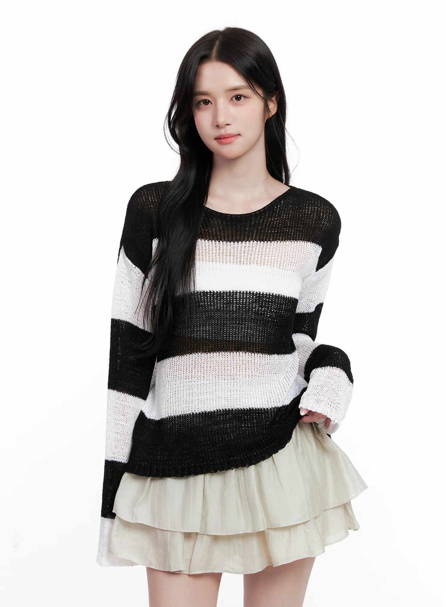 Relaxed-Fit Striped Knit Sweater CL515