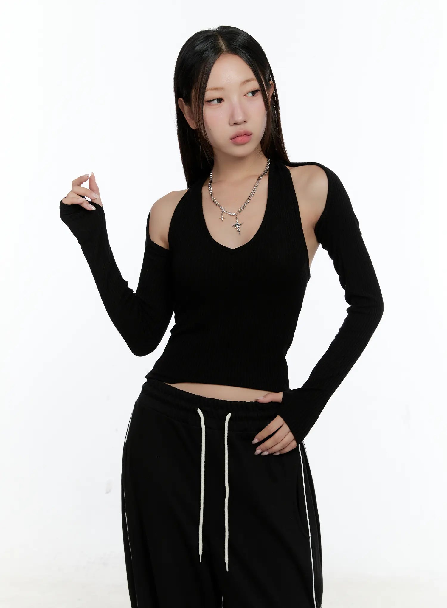 Ribbed Halter Top Bolero Set CS517