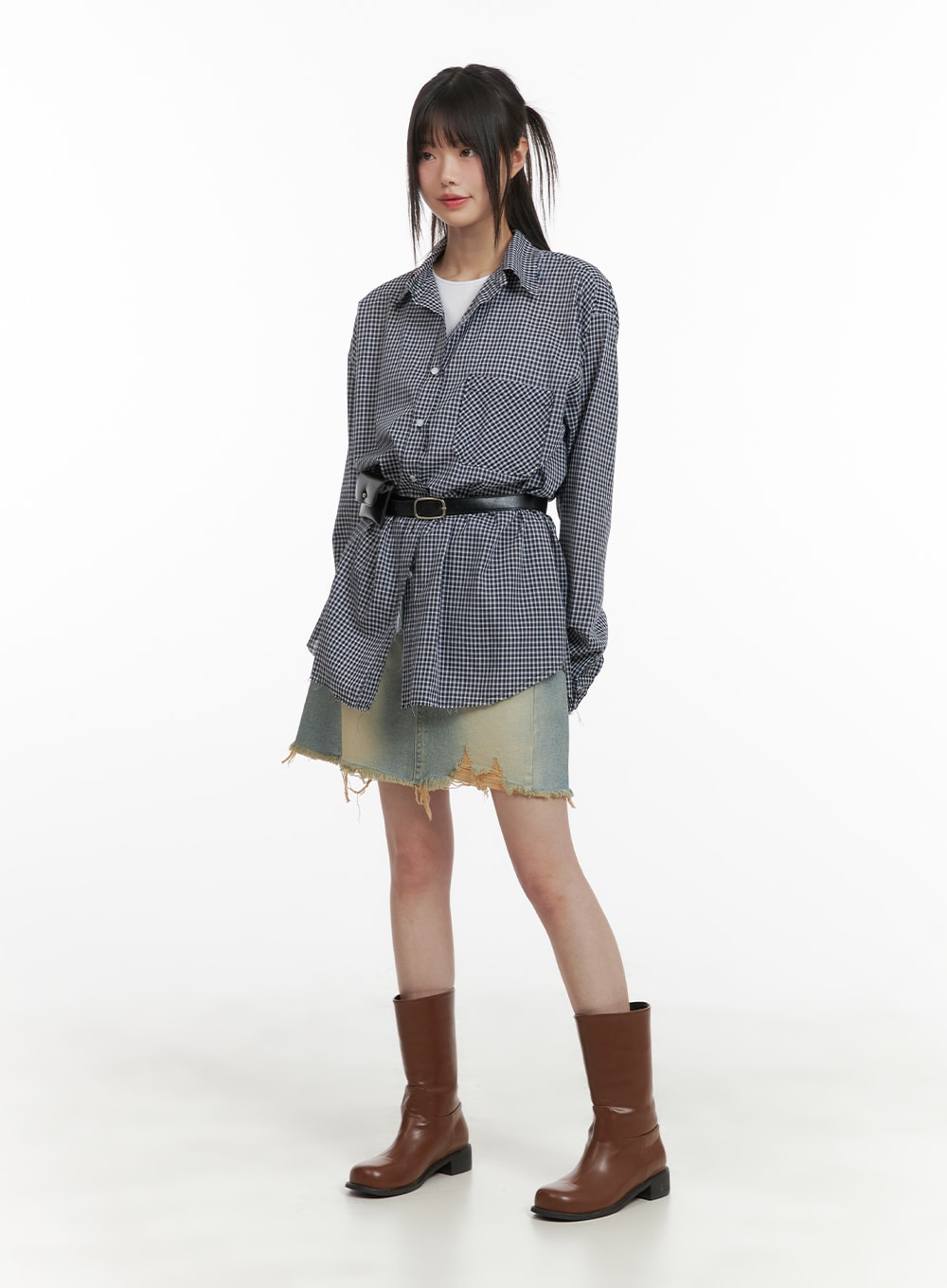 Vintage Destroyed Hem Mini Skirt CA418