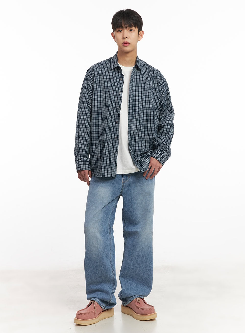 Men's Oversized Checkered Cotton Shirt IM517