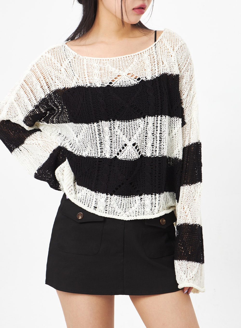 Boat Neck Stripe Sweater CA306